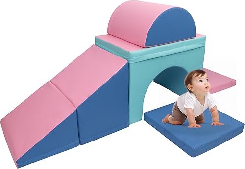 XJD Bloques de escalada de espuma de piel sintética para niños pequeños, escalada suave para niños pequeños, escalador de túnel único, juego de