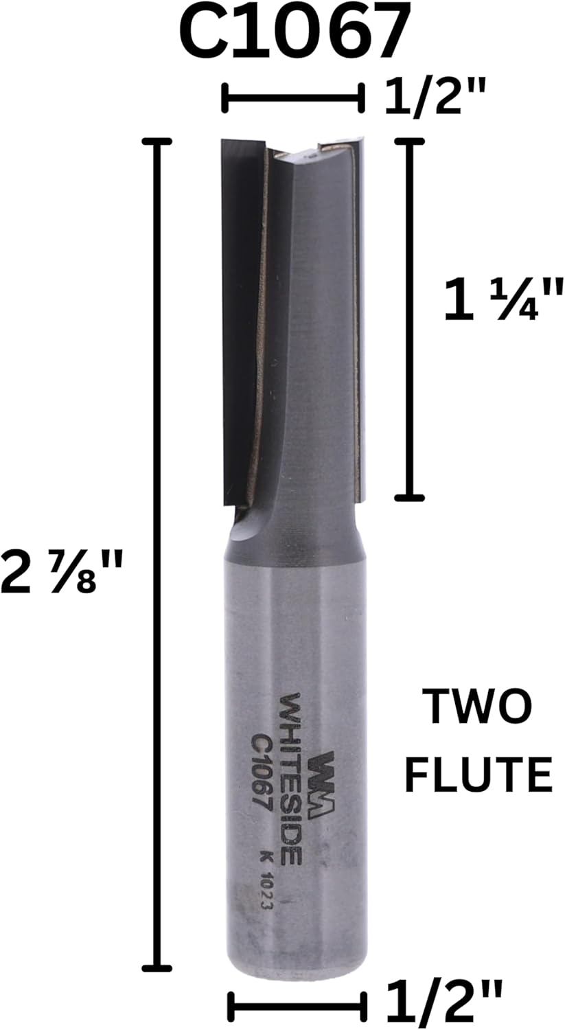 Whiteside Router Bits C1067 CNC Router Bit with 1/2-Inch Cutting Diameter and 1-1/4-Inch Cutting Length