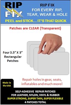Everstead Repair Patches Clear Self-Adhesive - Super Strong, Super Flexible, Super Thin 4 Patches Total 4 Rectangle Patches