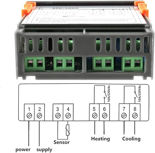 Miniatura 5 de Dorhea Controlador de temperatura LCD digital 10A DC 24V Termostato STC-1000 3.3 ft Sensor NTC Termostato Regulador Calentador Enfriador 2 Salida de