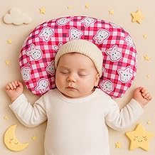 AEREX 100% Cotton Cover Rai Mustard Seed Head Shaping Pillow for Newborn Baby | Rai Pillow for Baby Neck Support Takiya | Baby-Round Head Shaping Baby Pillow | Prevents Flat Head | 0-12Months (Pink)