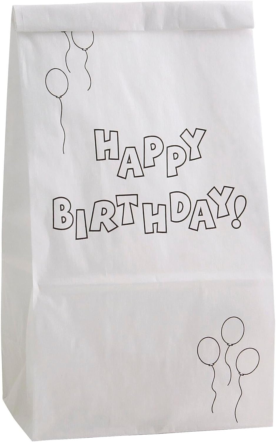 Hygloss Products Happy Paper Bags for Birthday Party Favors-Size 4# -5" x 3" x 9.75"-25 Pack, White 25 Piece