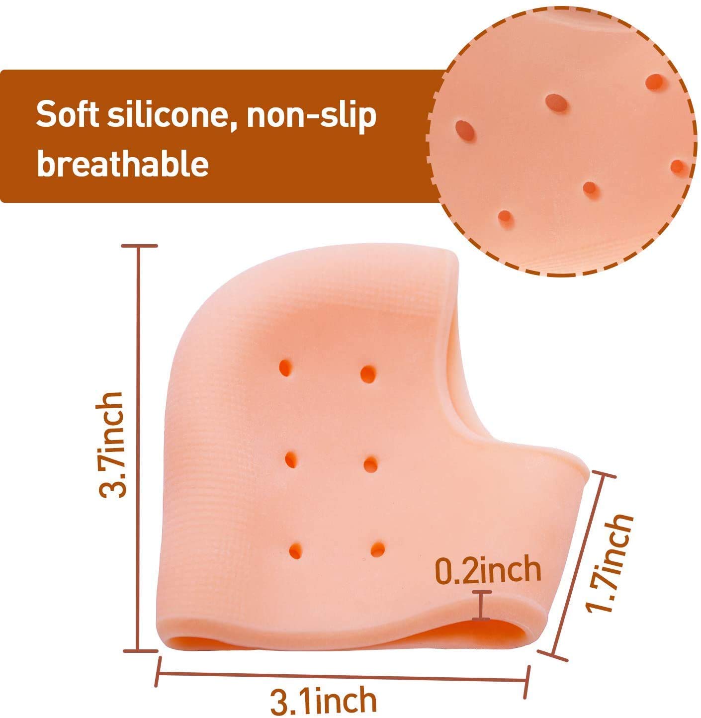 BROCCOLIN Silicone Moisturizing Socks Anti Dry Hard Cracked Heel Repair Half Heel Silicone Socks and Half Toe Sleeve Forefoot Heel Front Socks,Gel Socks (Beige Free Size Pack Of 1) 3