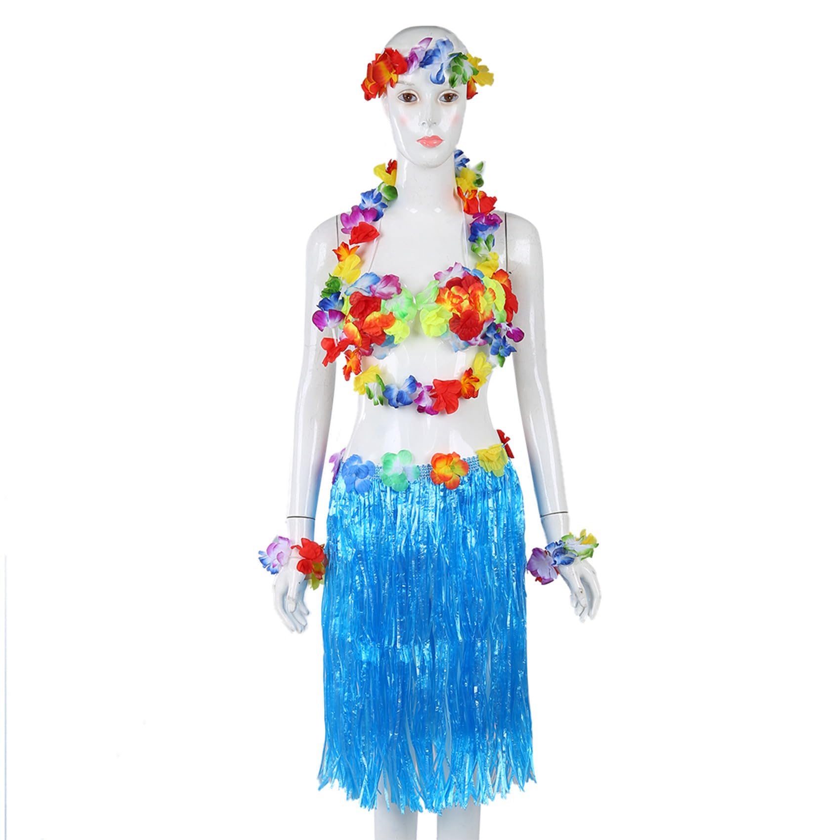 36 Set Hawaiano Grass Skirt Hula Lei Munequera Garland Disfraz -