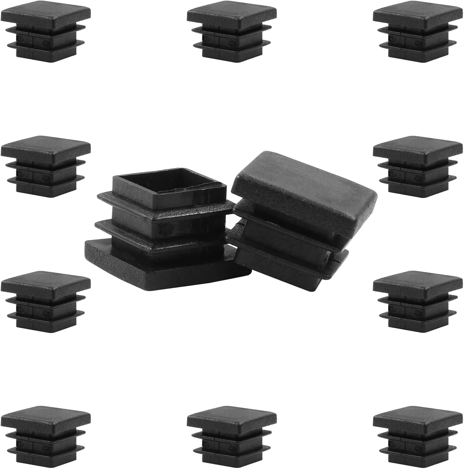 24 Pack 3/4 Inch (19mm) Square Plastic Plug, Square End Caps, Square Plastic End Caps Tubing Post End Cap for Square Tubing Post, Chairs and Furniture