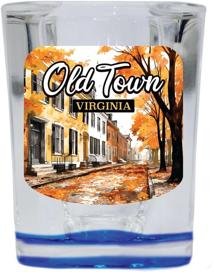 Vaso Tequilero Souvenir Old Town Alexandria 2 Onzas Base Azul Pack x4