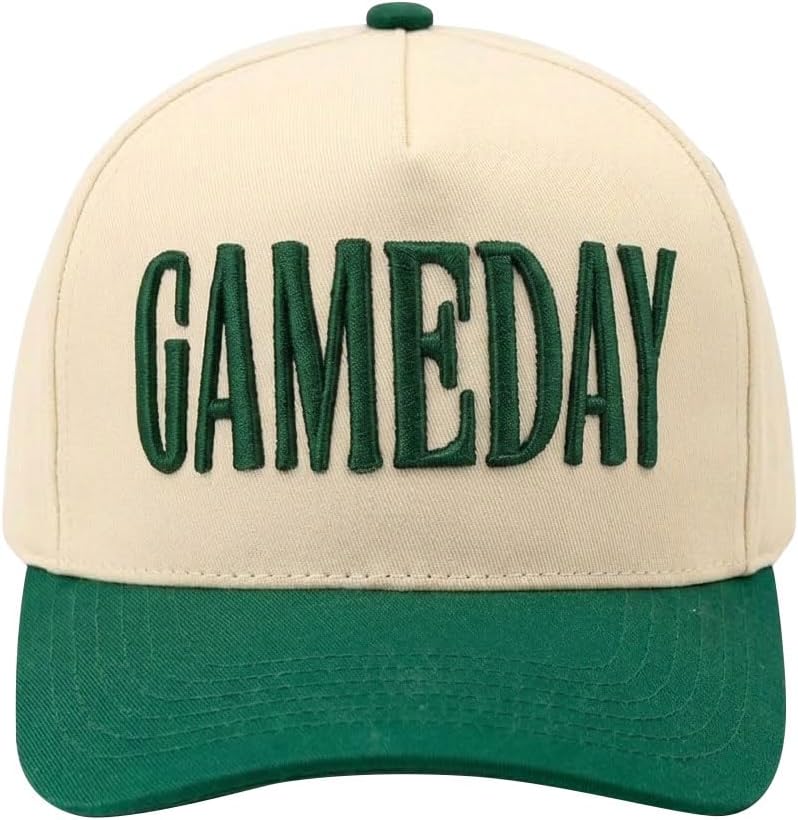 Game Day Hat for Women Men, Vintage Embroidered Football Basketball Cap, Adjustable Baseball Hat Gift World Soccer Cup Fan