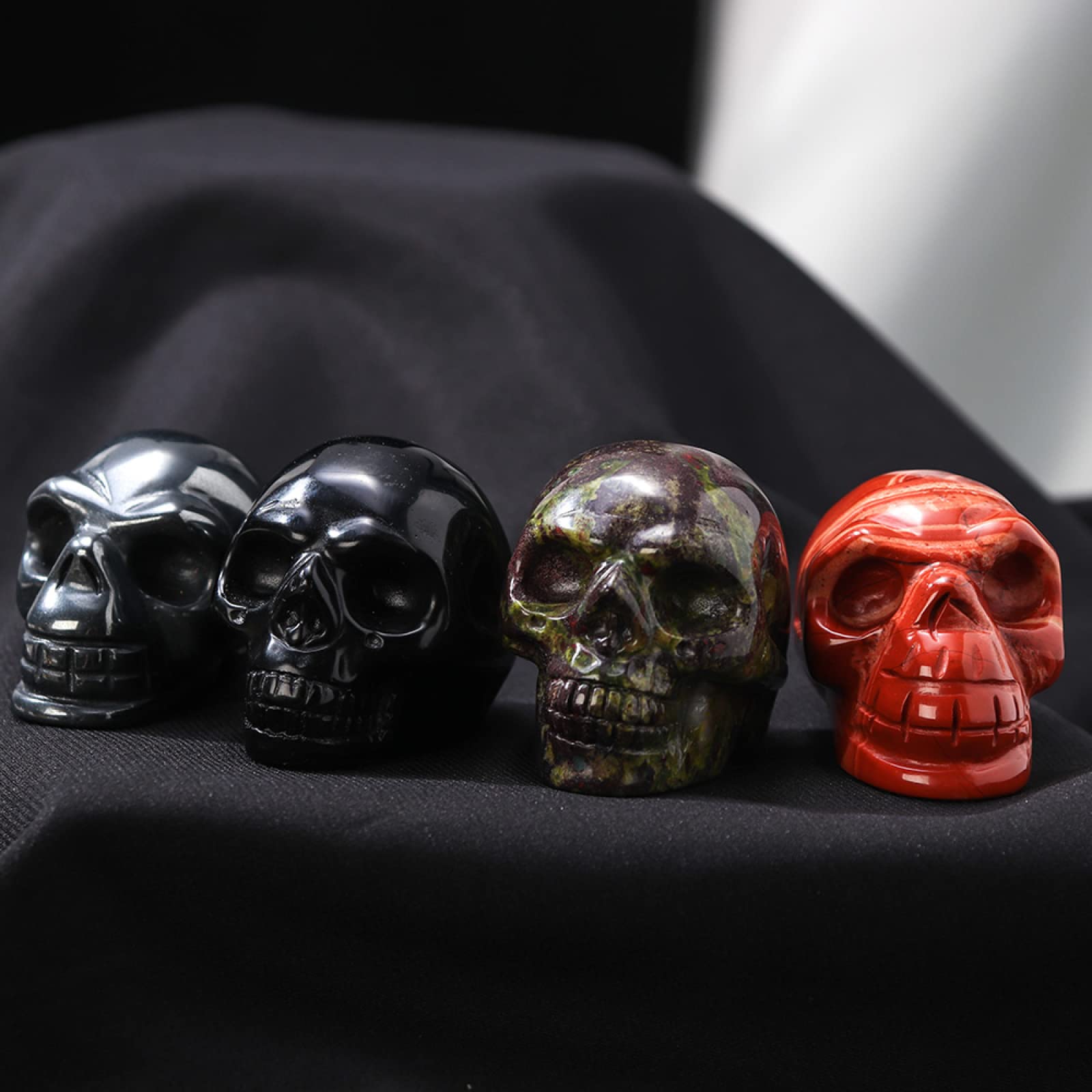 FFIME クリスタルストーン 天然手彫り クリアクォーツ スカル