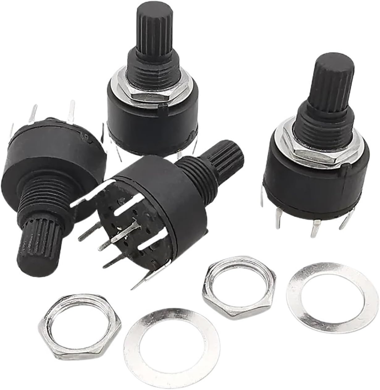 1/2/5Pcs SR16 Plastic 16MM Rotary Band Switch 1 Pole 5/6/8 Position 2 3/4 Handle Length 15MM Axis Round Switches(2Pcs,1 Pole 8)