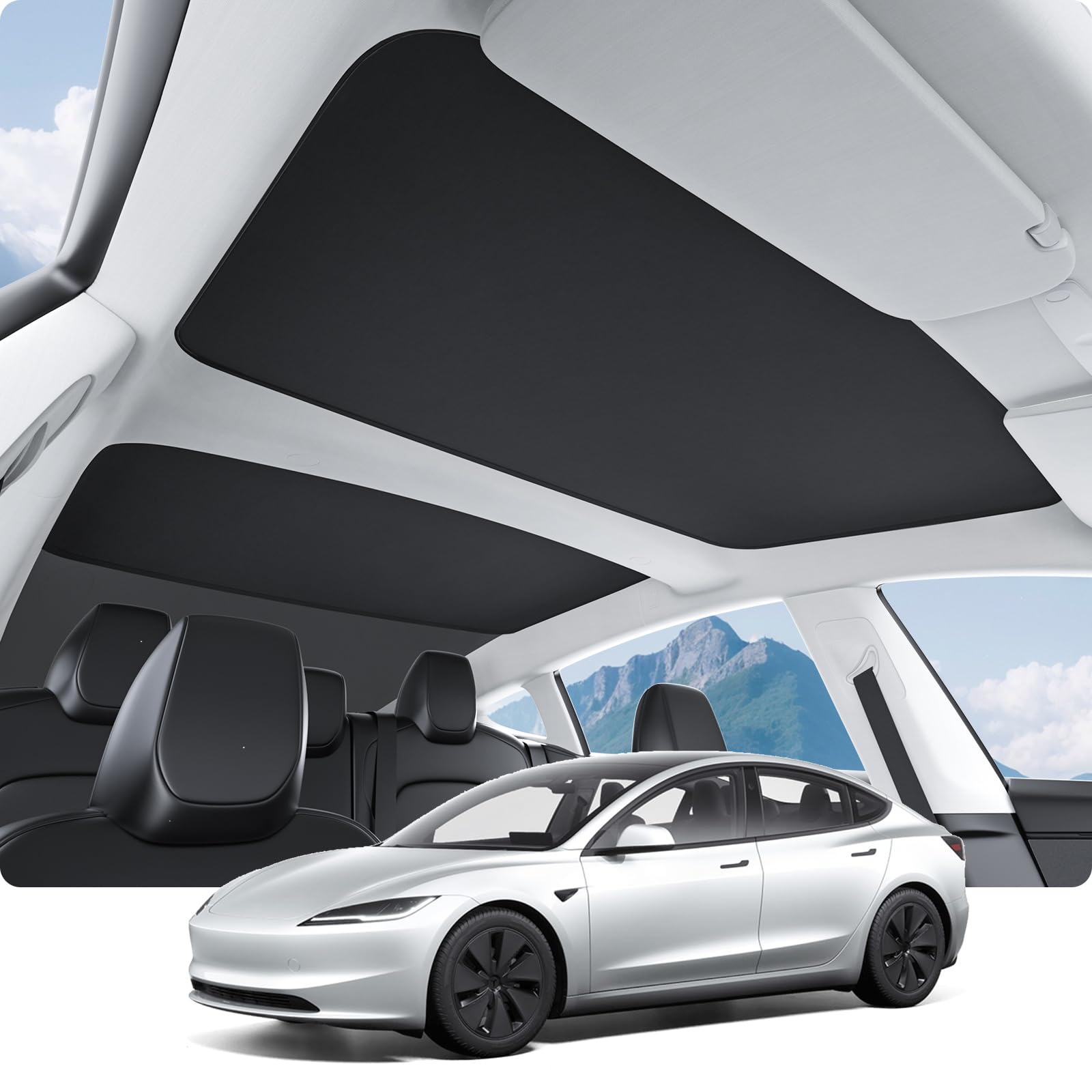 BASENOR Sunshade Roof for 2026-2024 Tesla Model 3 Highland Black