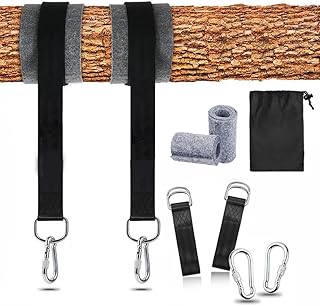 LSRVNM Tree Swing Straps Hanging Kit, 5ft Sturdy Hammock Straps with 2 Heavy Duty Safety Lock Carabiner Hooks, Holds Up to 2200lb, for Outdoor Camping Backpacking Garden Hammocks and Swings