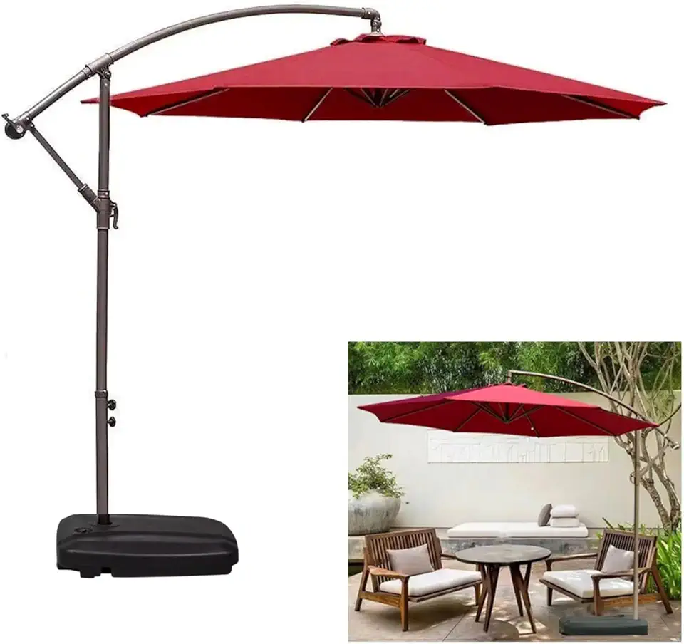 Ombrelone Com Base 55L Lateral Suspenso Para Piscina Jardim Mali Cinza Quente - AMZ