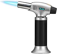 KinetiFire Refillable Butane Torch Lighter with Safety Lock, Continuous Flame & Adjustable for Kitchen, Baking, Soldering