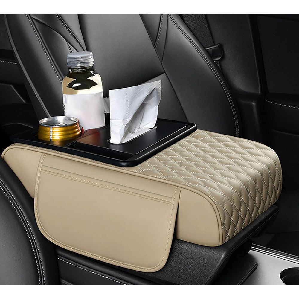 Zjjstt Beige Car Center Console Cover For Cadillac Lyriq 2022–2025,Arm Rest Lid Cushion Protector Multifunctional Armrest Cushion Pad Interior Accessories,