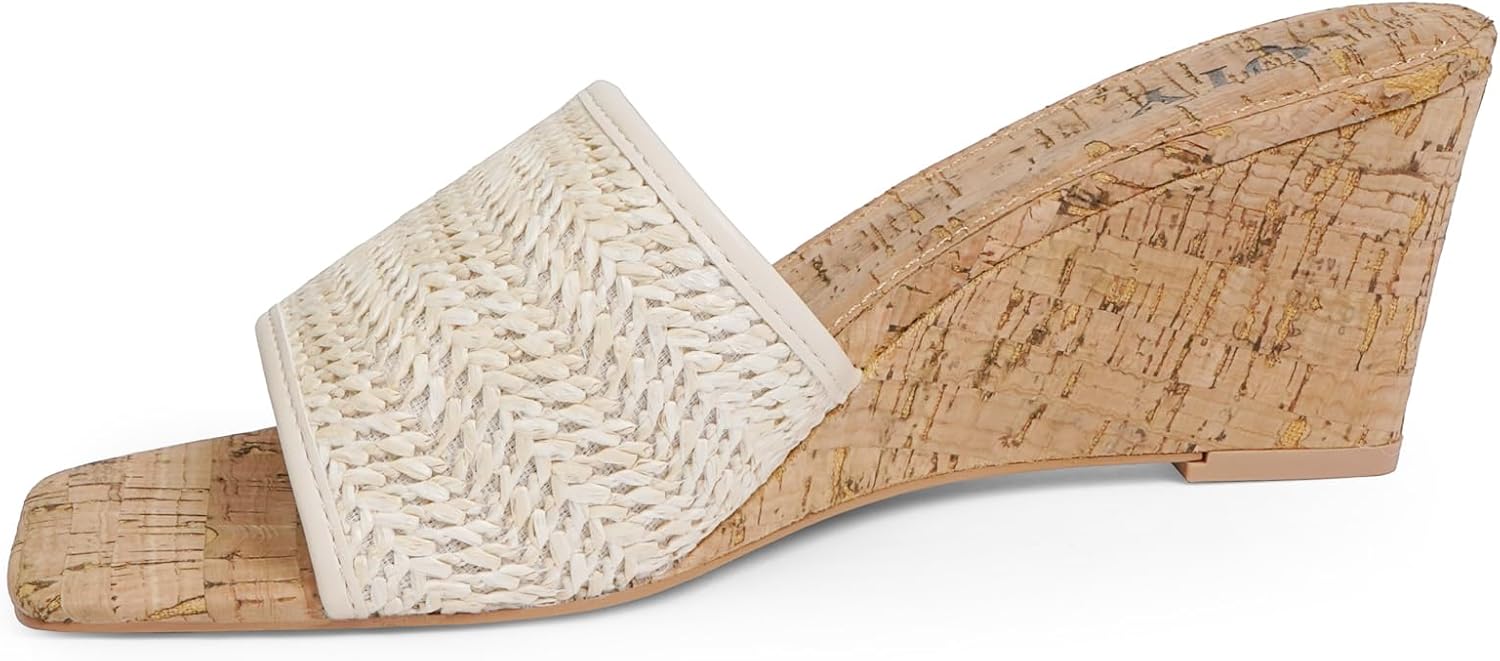 Wedge Sandals for Women Open Toe Wedge Heels for Women Square Toe Wedge Mules - Image 4