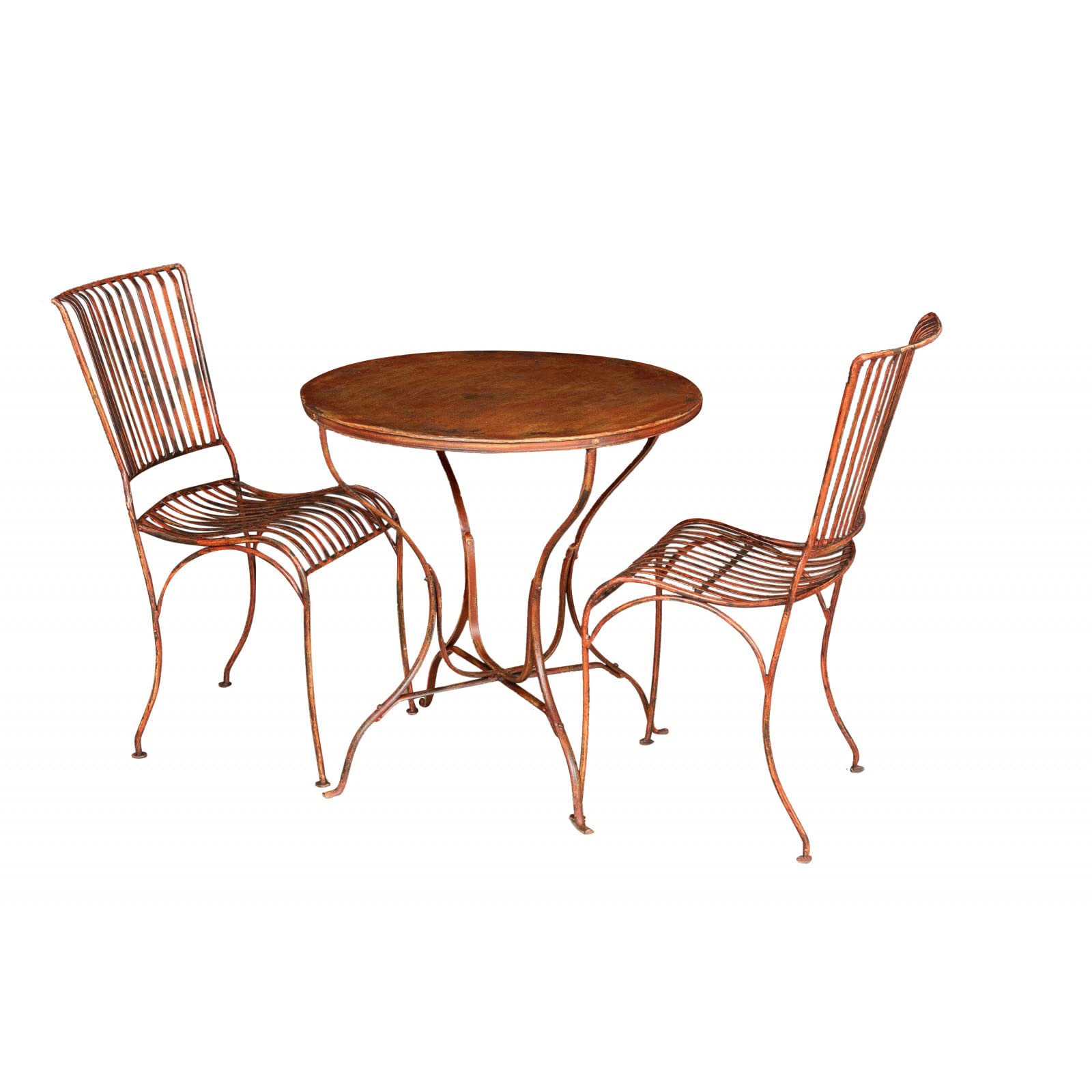 Biscottini Tavolo in ferro battuto da esterno 70x70x70 cm | Tavolo ferro battuto giardino anticato | Mobili da giardino in ferro | Tavolo da esterno