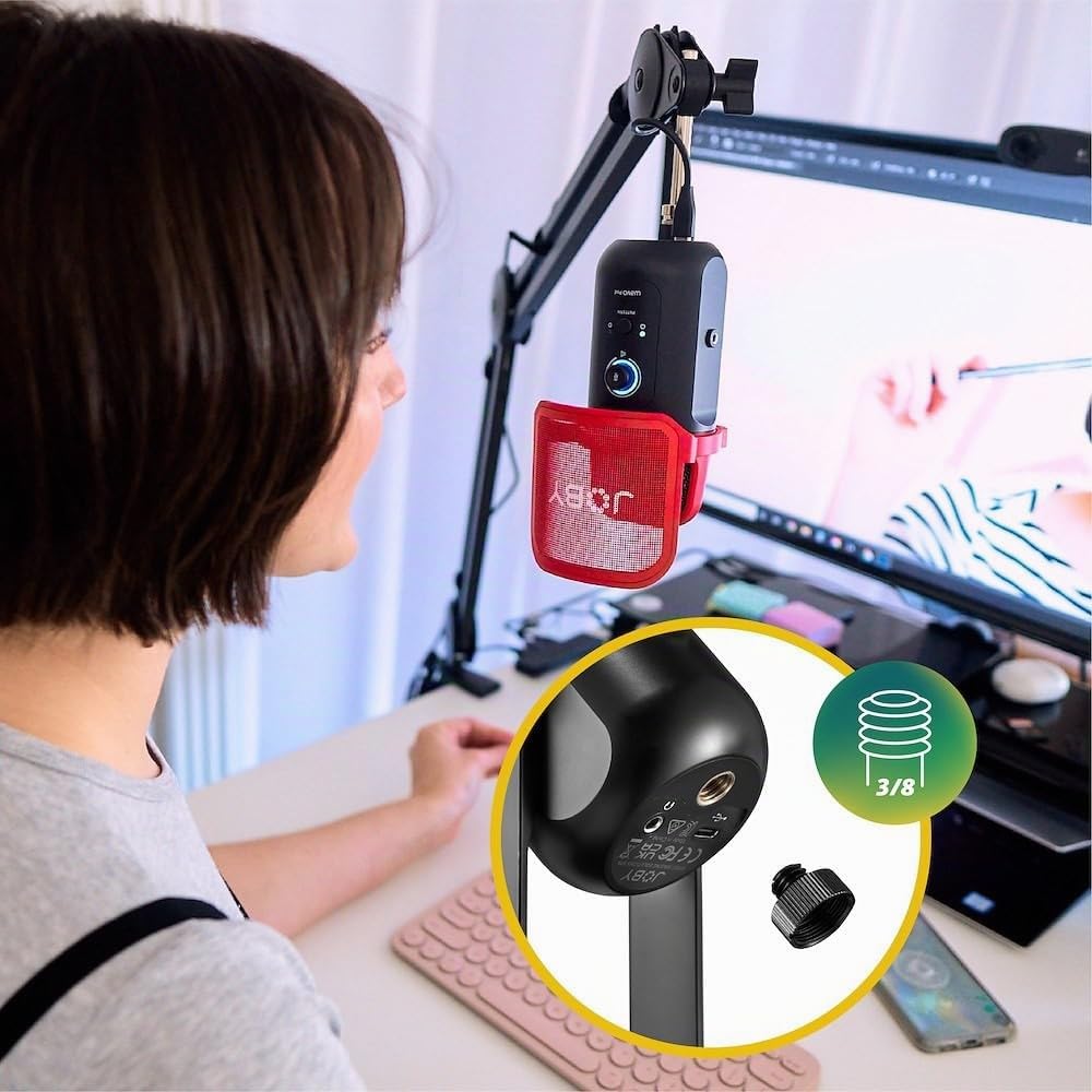 JOBY Wavo POD USB Microfono a Condensatore per PC, Streaming, Podcasting, Controlli Mute e Gain, Microfono per PC, Plug & Play per PC e Mac, Microfono USB, Microfoni a Condensatore