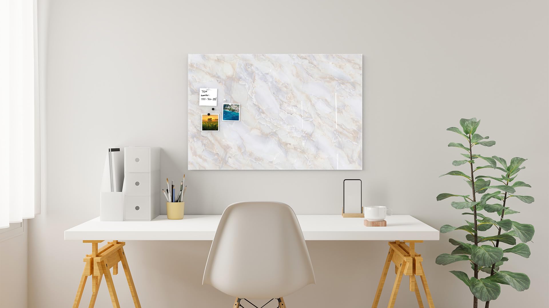 ALLboards Impression sur verre MARBRE – 90x60 cm + accessoires gratuits, Tableau en Verre