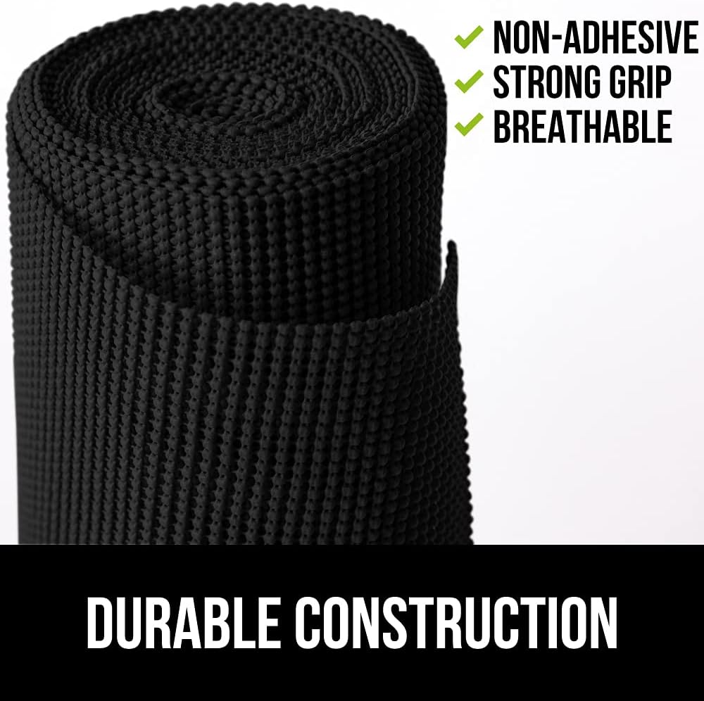 Gorilla Grip Original Drawer and Shelf Liner, Strong Grip, Non Adhesive, Easiest Install, 12 Inch x 10 FT Roll, Durable and Strong Liners, Drawers, Shelves, Cabinets, Storage, Kitchen for Desks, Black -