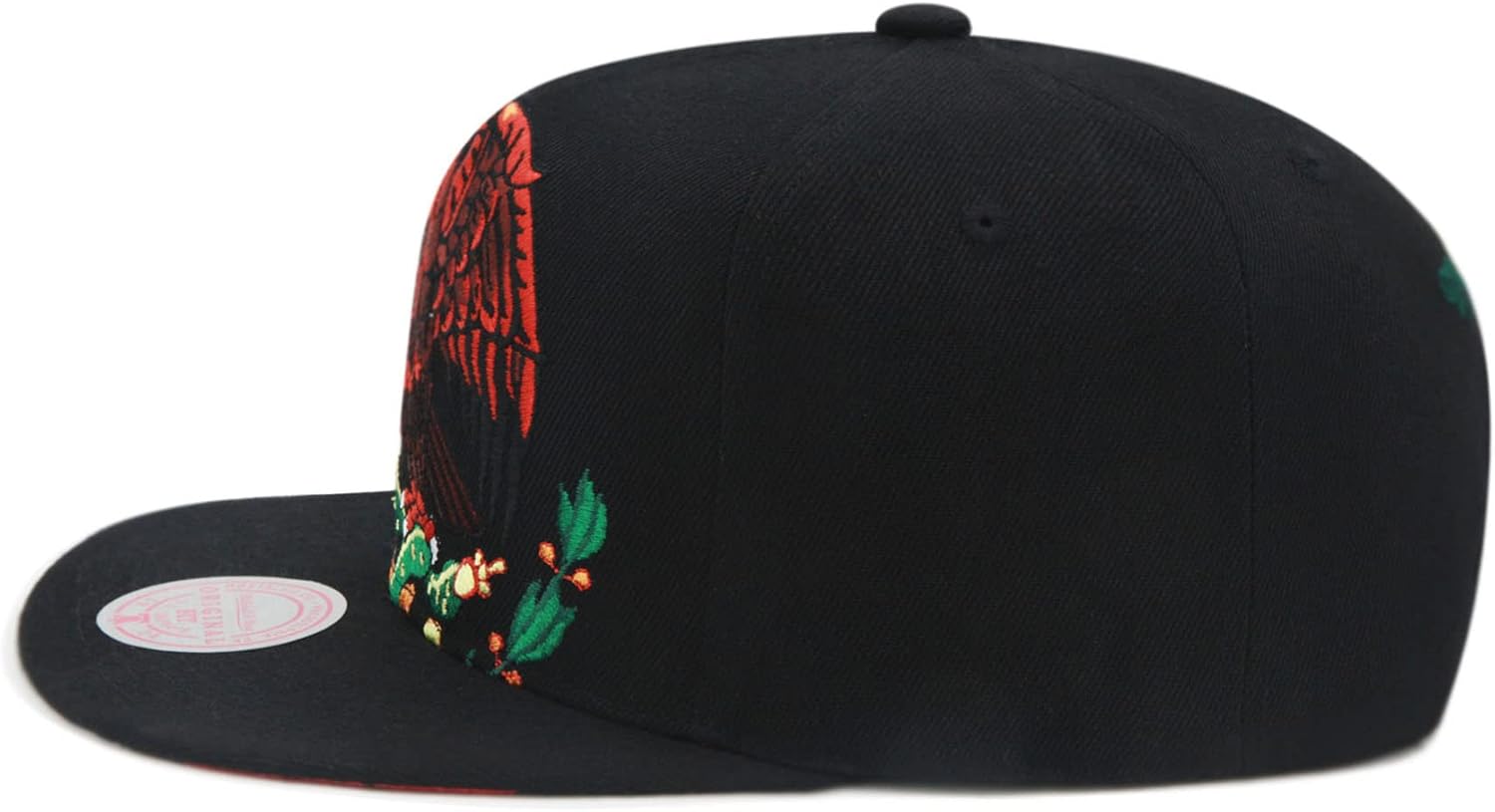 Mitchell & Ness Branded Cropped Eagle Snapback Hat Adjustable Cap - Black/Mexican Flag