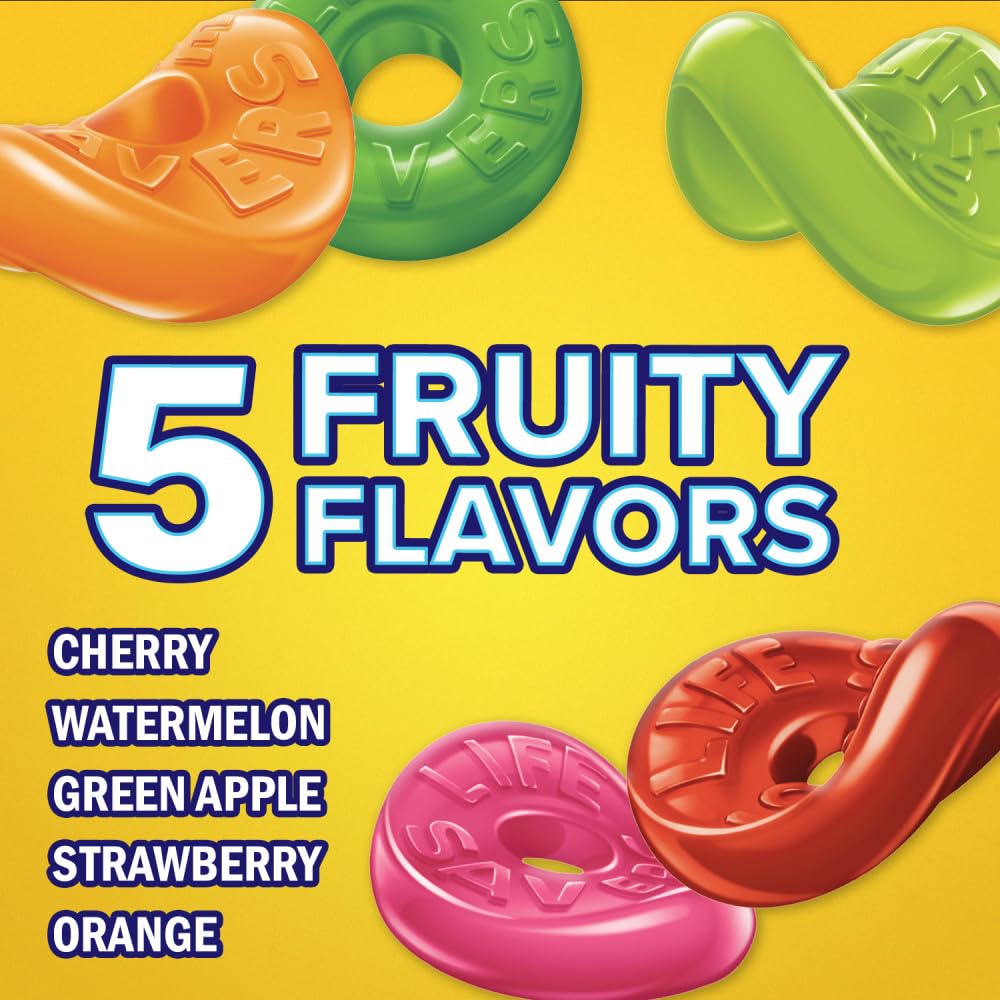 LIFE SAVERS 5 Flavors Gummies Candy Bag, 7 ounce (Pack of 12)