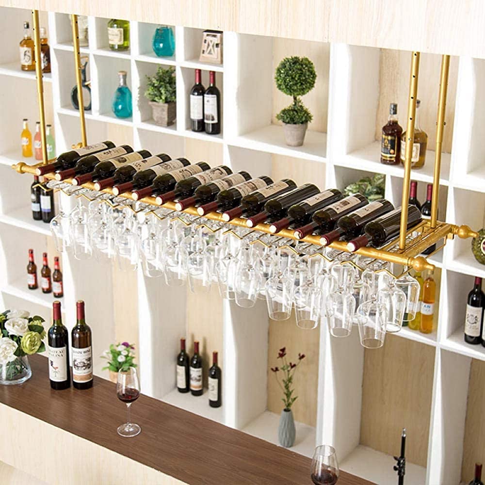 Casier à vin au plafond en métal chic pour verres suspendus