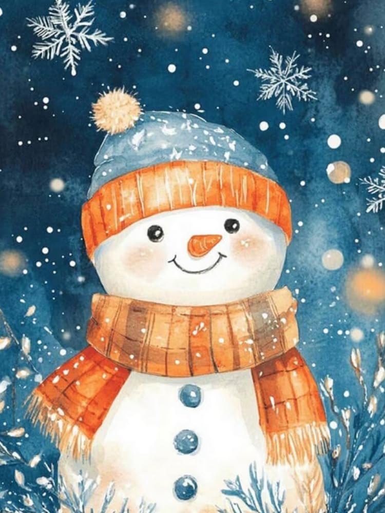 Brennora 5D Diamond Painting Kits Full Drill Round Gem Snowman DIY Arts and Crafts Home Wall Decor Gift 40x50cm