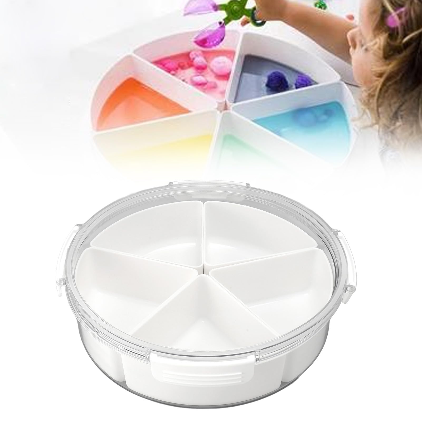 Contenedor sensorial con Tapa, Caja de Almacenamiento apilable de 5 Compartimentos para Habilidades motoras, Juegos sensoriales, Bandeja de Actividades sellable de fácil Limpieza