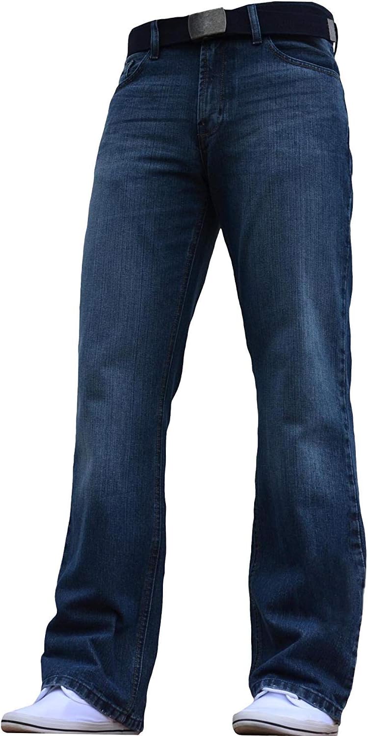 BNWT Men's Wide Leg Bootcut Flared Blue Heavy Denim Jeans