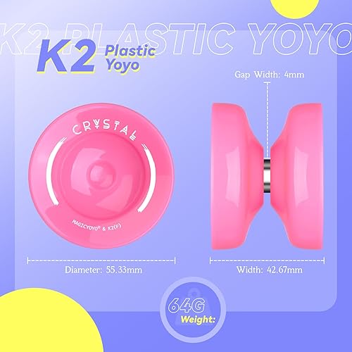 Miniatura 83 de MAGICYOYO K2 Crystal - Yoyo reactivo para niños, 2 yoyos profesionales, de doble función, para trucos con rodamiento no reactivo + 12 cuerdas +