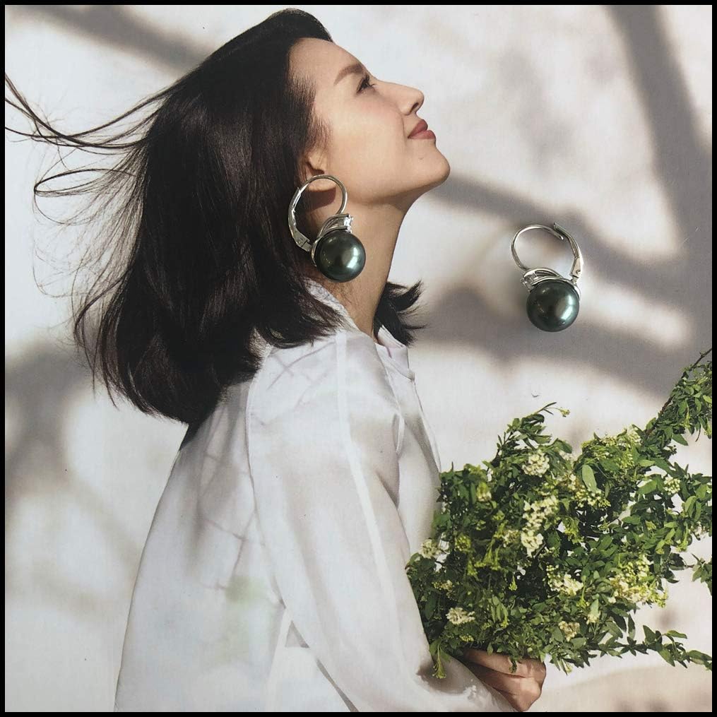 18k White Gold Plated Pearl and Diamond Earrings 925 Sterling Silver Pearl Earrings Fine Jewelry for Women - Image 7