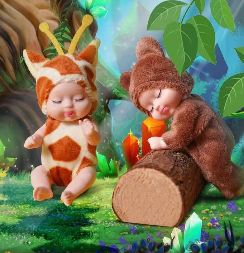 MASINIES 6PCS Mini Reborn Dolls Set Ornament Miniature Sleeping Rebirth Dolls Looks Real Xmas Gift