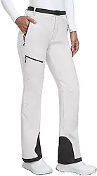 Calças de esqui de neve femininas impermeáveis com forro de lã macia e forro de lã para caminhadas para inverno ao ar livre