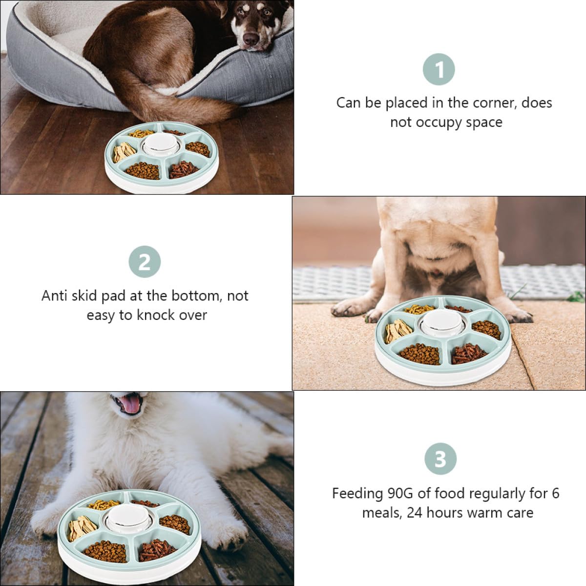 PRETYZOOM Comedero Automático para Perros Temporizador, Tazón para Mascotas de PS y Abs, Fácil de Limpiar Base Antideslizante, Adecuado para Colocar Esquina