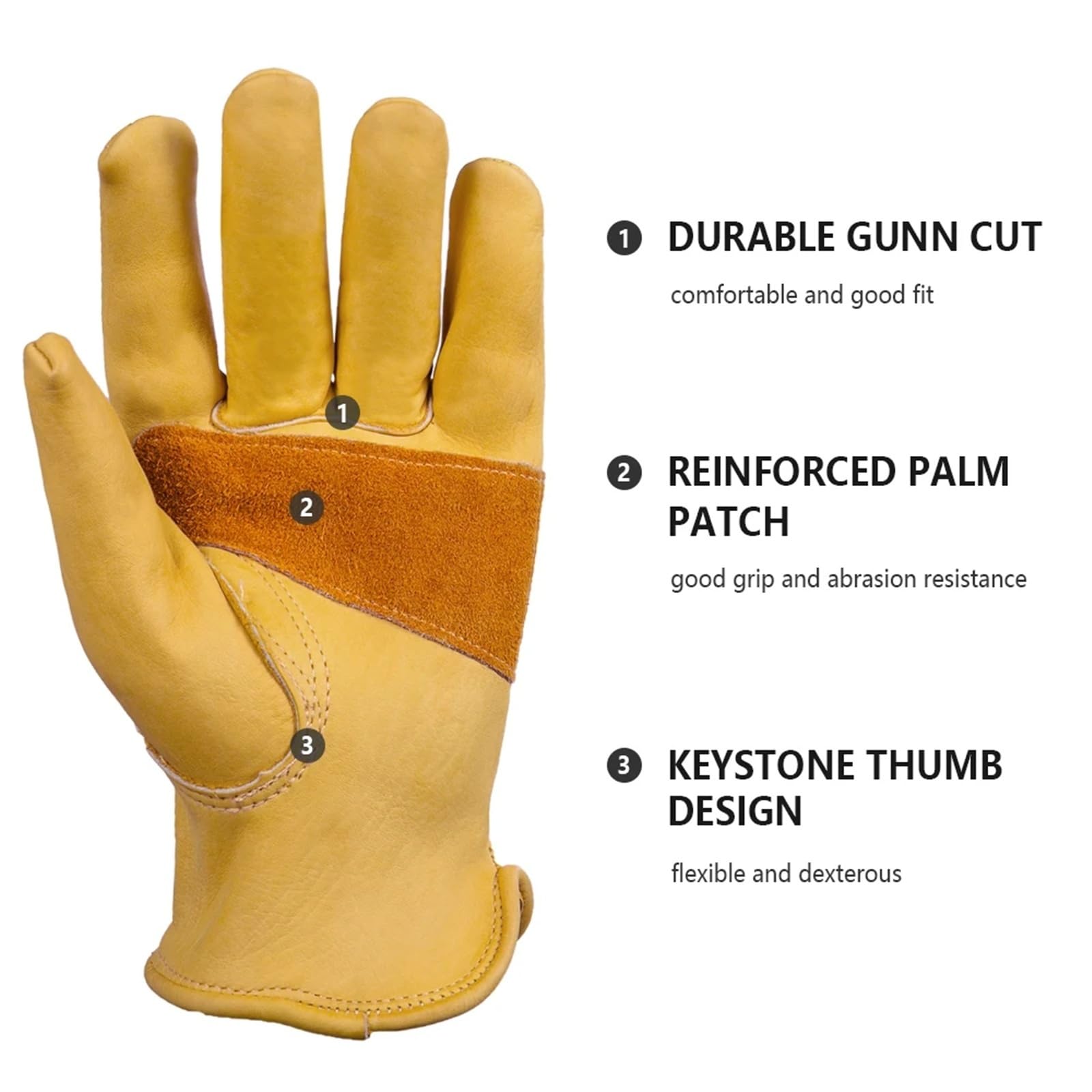 Compatible con 1 par de guantes de soldadura de cuero de vaca, guantes de seguridad suaves y flexibles for conducir, jardinería, motocicleta y trabajo doméstico(M)