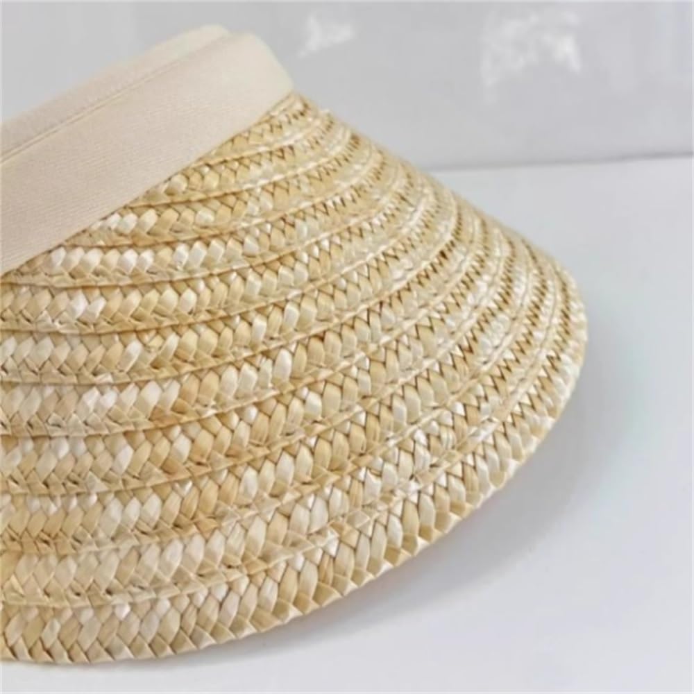 Visera de Paja para Mujer Sombrero De Sol For Mujer, Copa Hueca, Paja For Sombrilla para Sombreado al Aire Libre