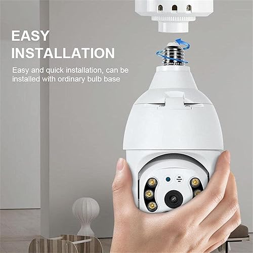 Miniatura 7 de KOWVOWZ Bombilla WiFi inalámbrica 1080P cámaras de seguridad inalámbricas al aire libre, 360 grados, enchufe de luz interior cámaras de seguridad