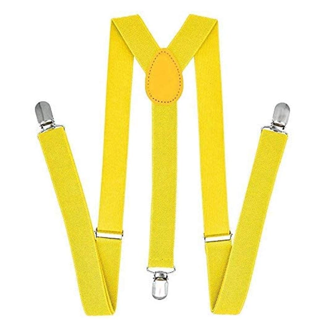 Wickedfun Unisex Kids Yellow Plain Girls Boys Women's Mens Ladies Adjustable Braces Suspenders Fancy Dress (Yellow Plain)