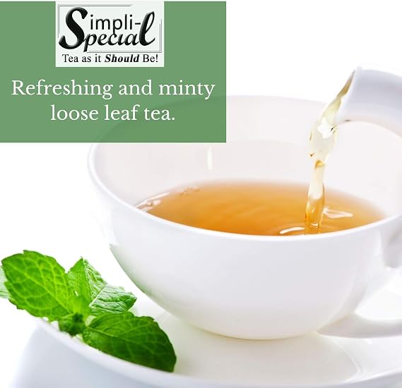 Simpli-Special Moroccan Spearmint Tea | Caffeine-Free Herbal Loose Leaf | 100% Pure Cool Refreshing Mint | Minty Mixer or Infusion for Hot or Iced | 100g in Resealable Pouch
