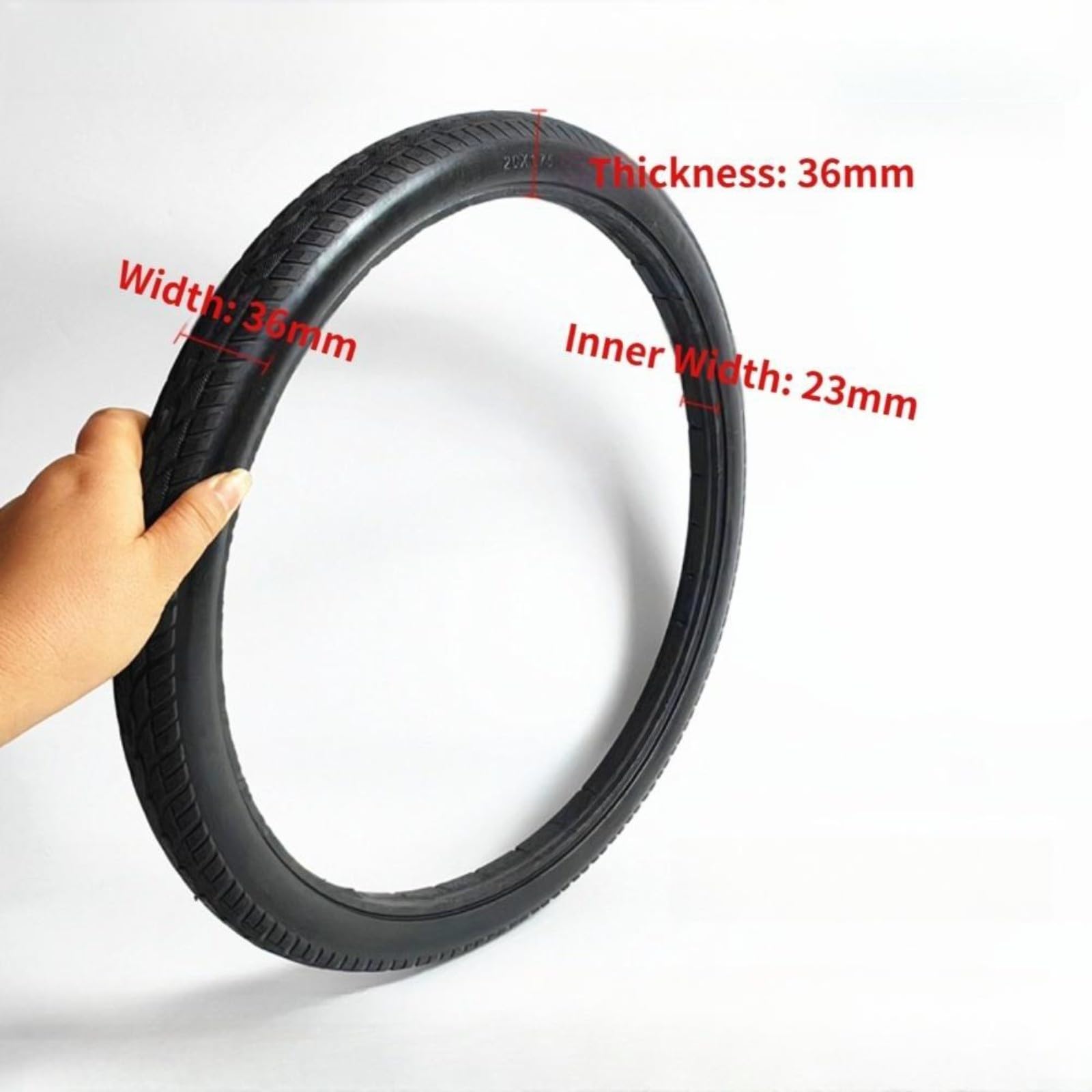 Massiver Fahrradreifen 20x1.75 aus Polyurethan, Pannensicherer Vollgummi Reifen für 20 Zoll Kinderfahrrad Handwagen Rollstuhl, Wartungsfrei Robust Schwarz Sonstiges