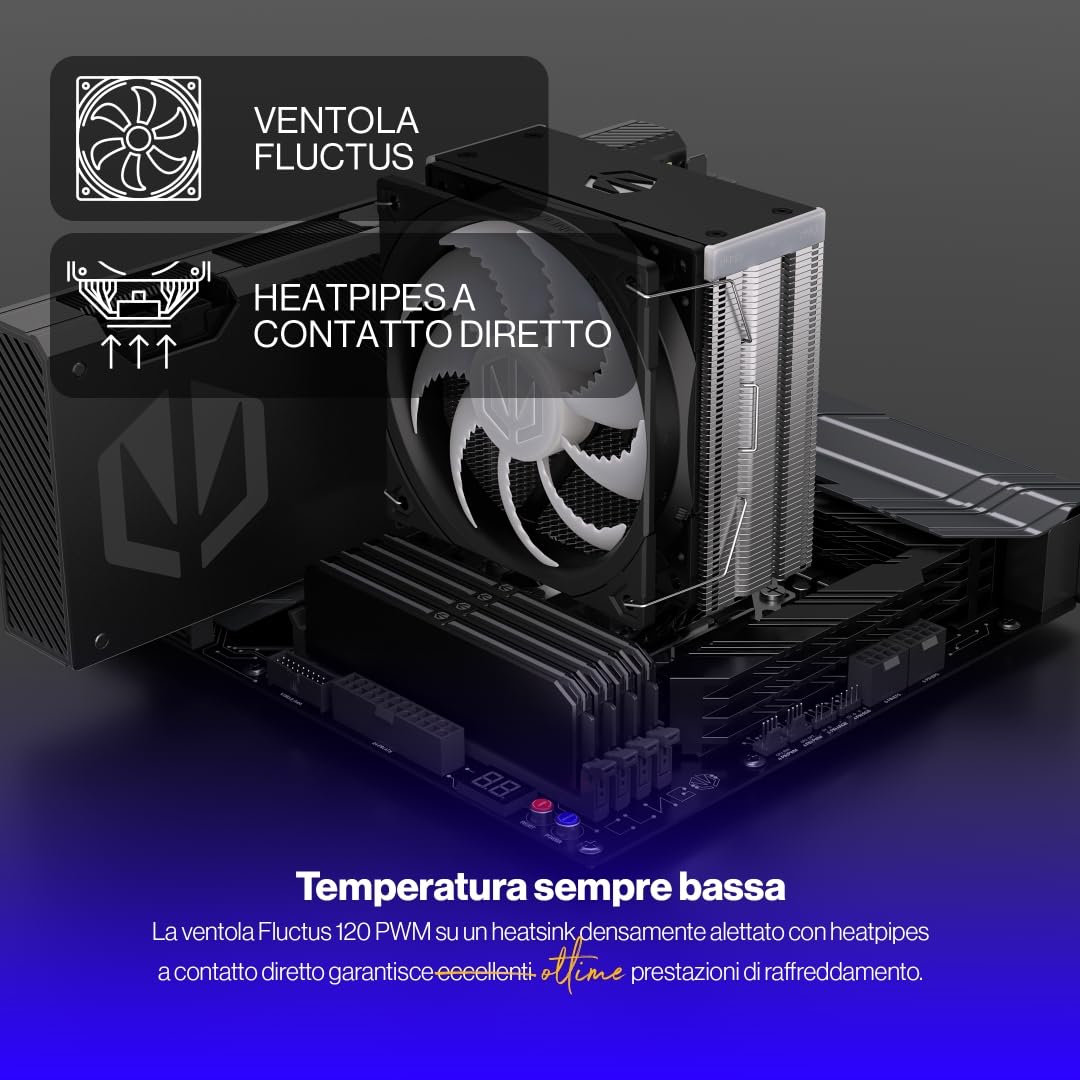 ENDORFY Fera 5 ARGB, raffreddatore per CPU con ventola da 120 mm, ventola Fluctus 120 mm ARGB PWM, inclusa pasta termica, dissipatore am4, dissipatore cpu am5, AM4, LGA1700, LGA1200