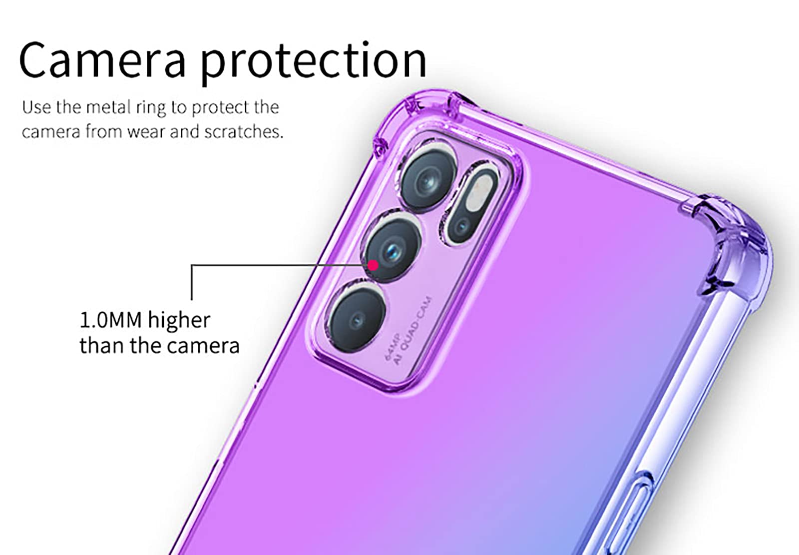 GOKEN Cover Per Oppo Reno8 5G – Custodia In TPU Sfumatura Rosa/viola, Morbida E Antiurto - 3