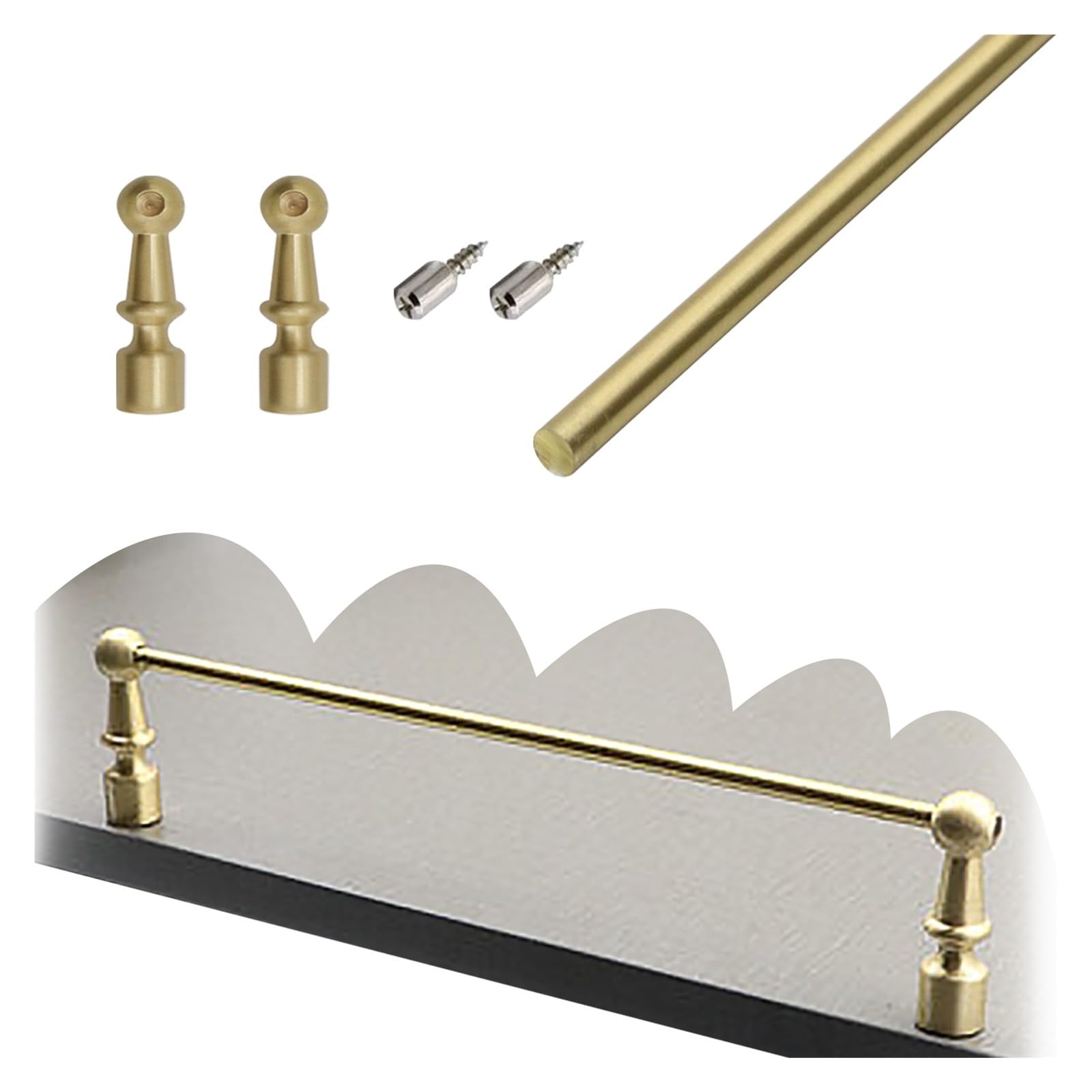 Metal Shelf Guard Rail Decorative, Cabinet Wardrobe Shelf Edge Railing with End Posts & Screws, 40 50 60 70 80 100 120 150cm Customizable(23in/58.5cm)