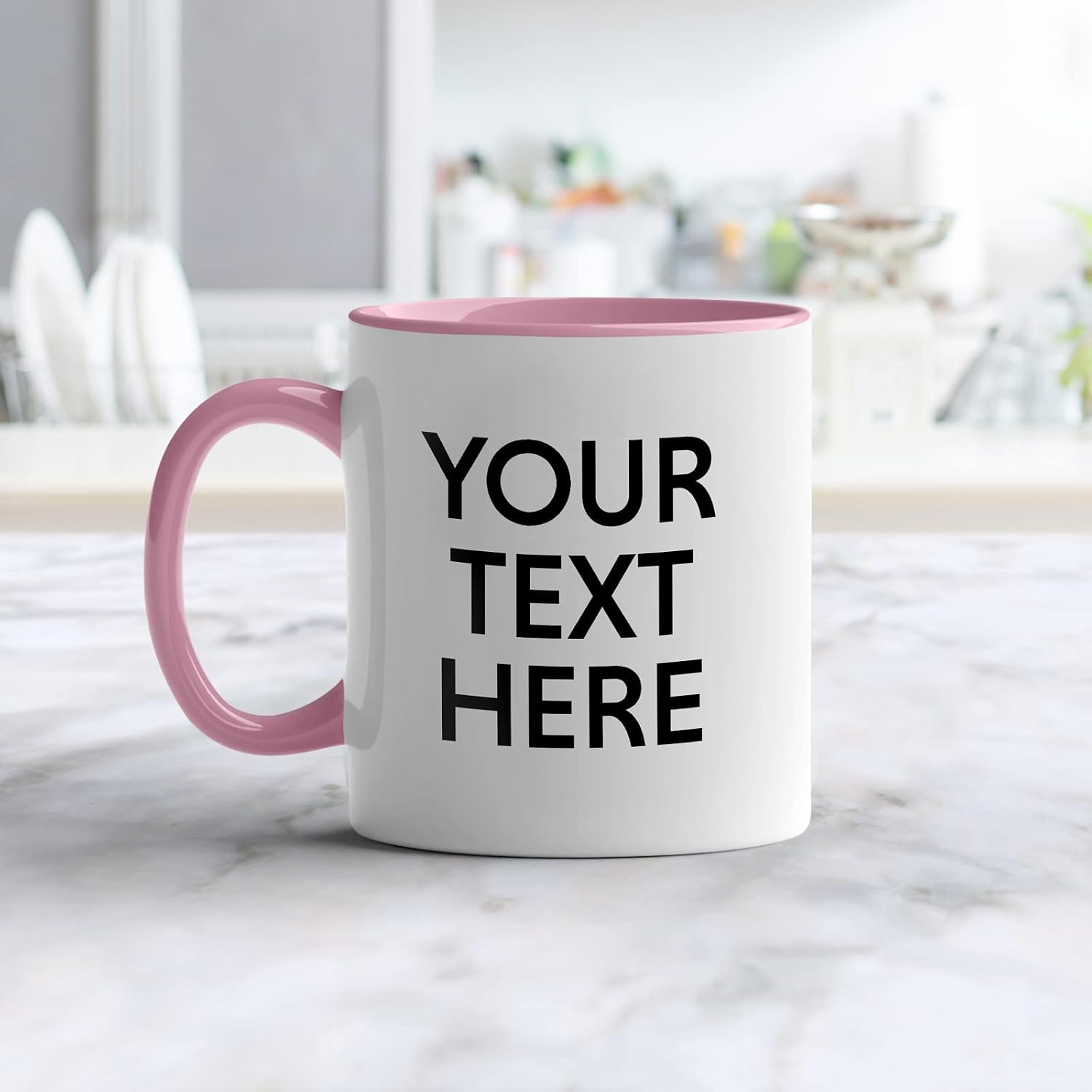 GotPrint Custom Mugs with Text, Personalize Mug with Message, Customized Gift, Double Sided Design, Unique Coffee Cup, Pink, 11 Oz