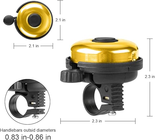 Vista 130 de Accmor Campana de bicicleta clásica, campana de bicicleta de aluminio, sonido nítido y claro para bicicleta para adultos y niños Uso de la mano