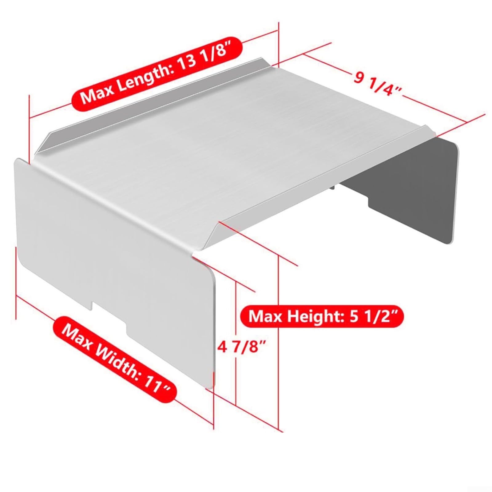 Heavy Duty Steel Flame Tamer 13X11x5in, Flat Top Heat Deflector For Even Grilling, Stainless for Steel Fire Shield For Pellet Grills Chainsaw Replacement Part (33.0 * 27.9 * 12.7 cm thick)