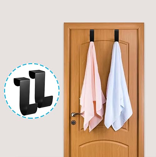 Miniatura 5 de Biaungdo 6 ganchos para puerta de gabinete, de acero inoxidable negro, organizador para colgar en la puerta trasera, ganchos individuales para