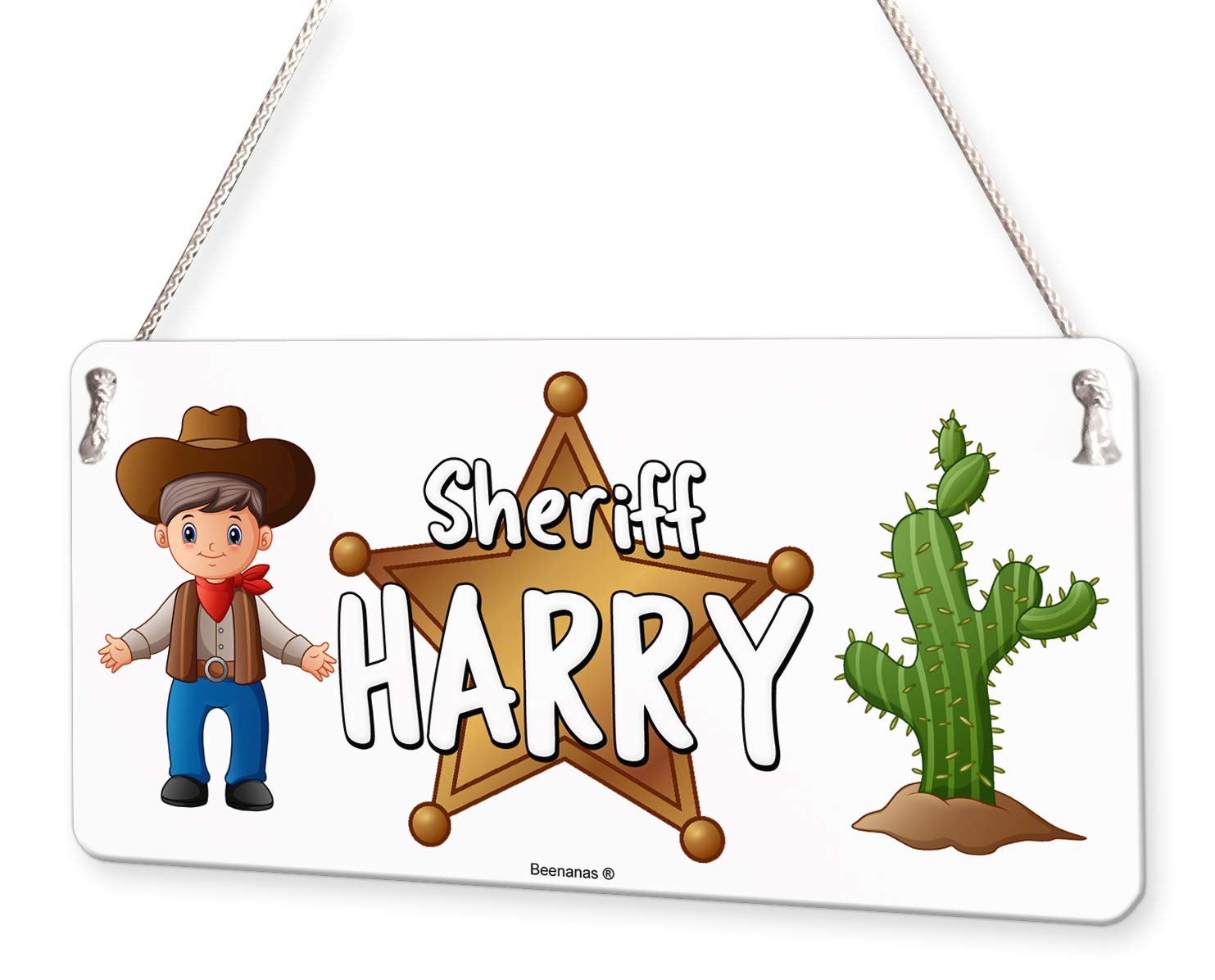 Beenanas Cowboy Sherif Western Personalised Childs Bedroom Door Sign Name Plaque