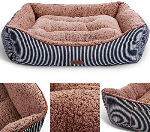 Smiling Paws Pets Large Washable Dog & Cat Bed / Lounge with Extra Soft Organic Cotton Sides, Premium Plush Puppy & Kitty Sofa for Medium & Large Doggies & Animals (35" x 26" x 7")