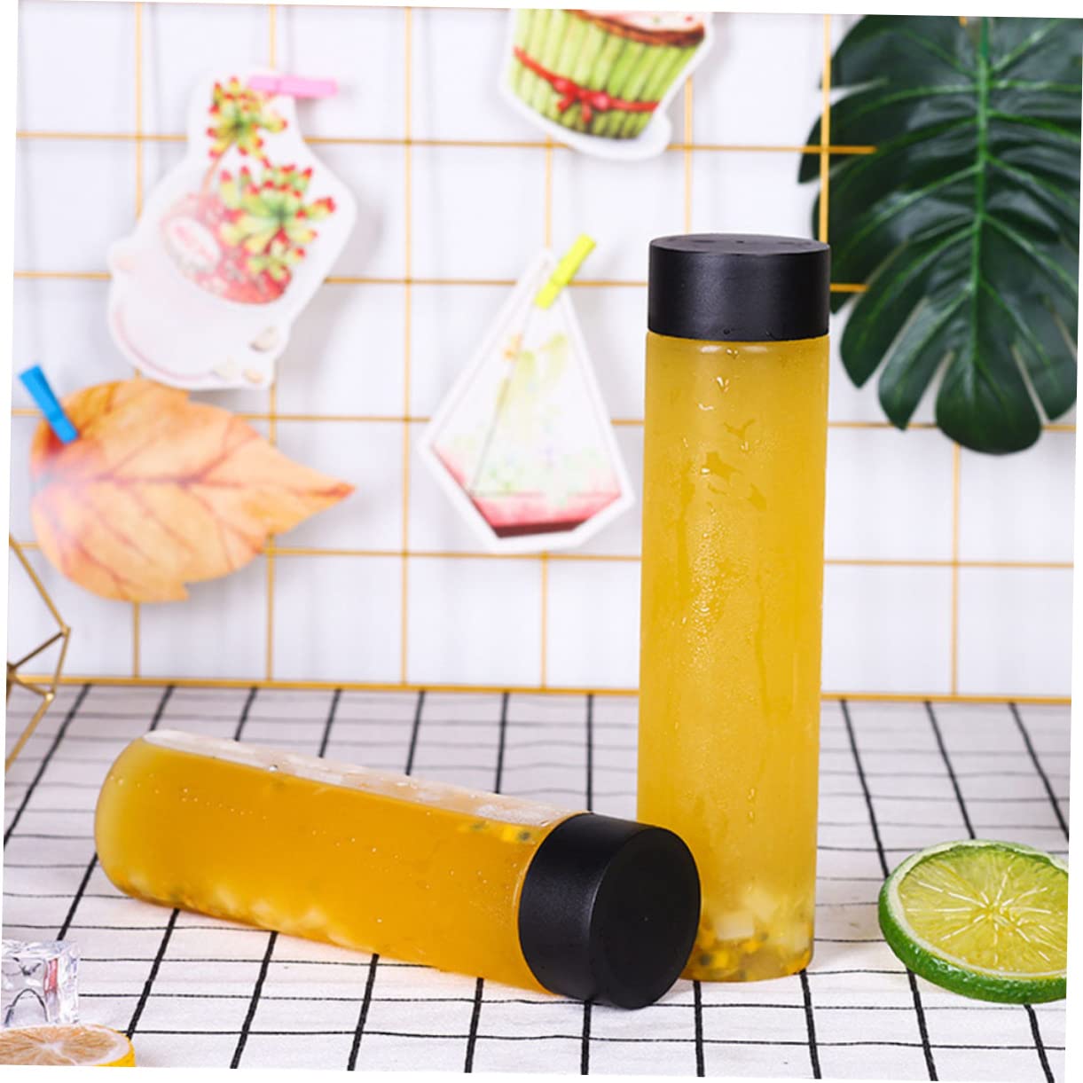 Zerodeko 10 Pack Leak Proof Refillable Water Bottles 400ml Plastic Juice Containers Caps Reusable Drink Bottles